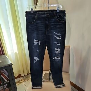 American Eagle Outfitters Midnight Blue Ripped Skinny Jeans